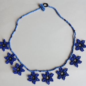 Mexican handmade beaded jewerly Necklace blue